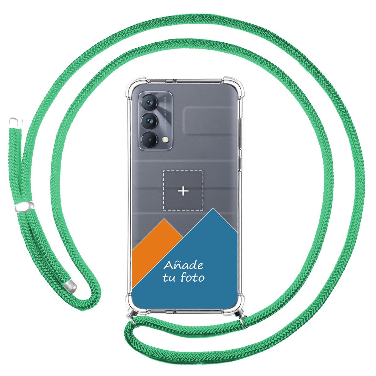 Personaliza tu Funda Colgante Transparente para Realme GT Master Edition con Cordon Verde Agua Dibujo Personalizada