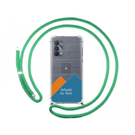 Personaliza tu Funda Colgante Transparente para Realme GT Master Edition con Cordon Verde Agua Dibujo Personalizada