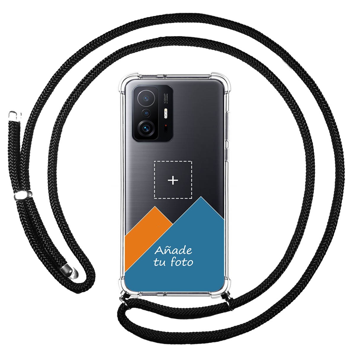Personaliza tu Funda Colgante Transparente para Xiaomi 11T 5G / 11T Pro 5G con Cordon Negro Dibujo Personalizada