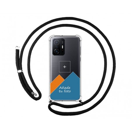 Personaliza tu Funda Colgante Transparente para Xiaomi 11T 5G / 11T Pro 5G con Cordon Negro Dibujo Personalizada