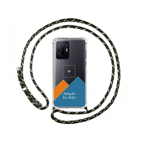 Personaliza tu Funda Colgante Transparente para Xiaomi 11T 5G / 11T Pro 5G con Cordon Verde / Dorado Dibujo Personalizada