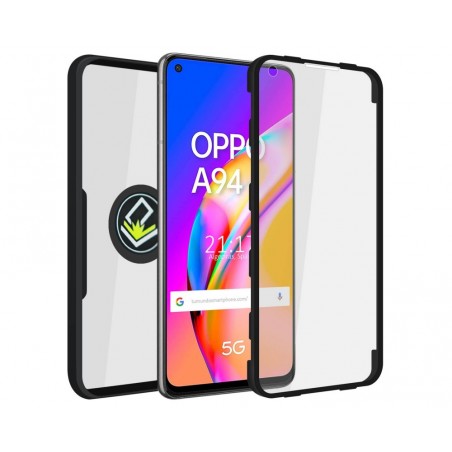 Funda Doble Negra Pc + Tpu Full Body 360 con Anillo para Oppo A94 5G