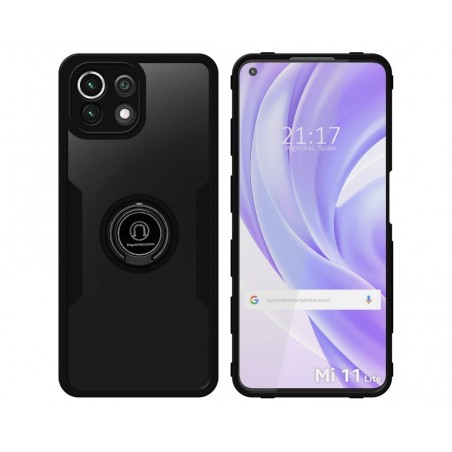 Funda Doble Negra Pc + Tpu Full Body 360 con Anillo para Xiaomi Mi 11 Lite 4G / 5G / 5G NE