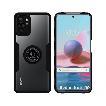 Funda Doble Negra Pc + Tpu Full Body 360 con Anillo para Xiaomi Redmi Note 10 / 10S