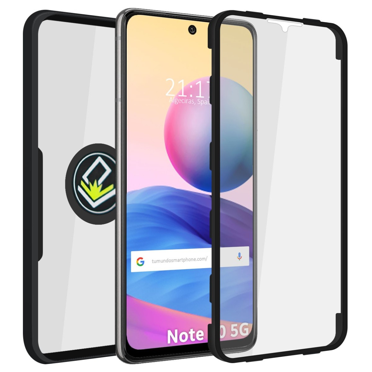 Funda Doble Negra Pc + Tpu Full Body 360 con Anillo para Xiaomi Redmi Note 10 5G / POCO M3 Pro 5G