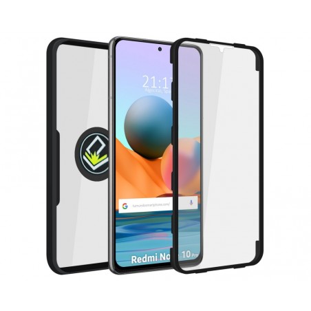 Funda Doble Negra Pc + Tpu Full Body 360 con Anillo para Xiaomi Redmi Note 10 Pro