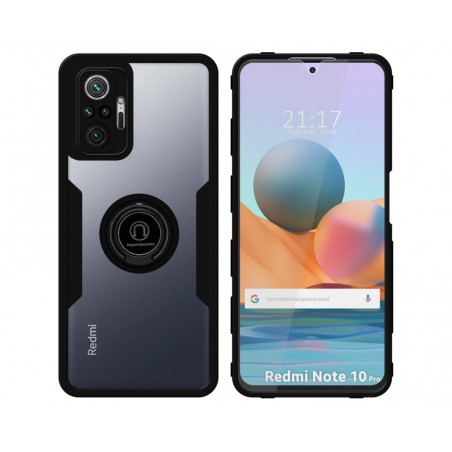 Funda Doble Negra Pc + Tpu Full Body 360 con Anillo para Xiaomi Redmi Note 10 Pro