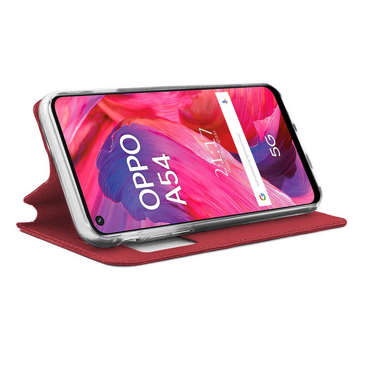 Funda Libro Soporte con Ventana para Oppo A54 5G / A74 5G color Roja