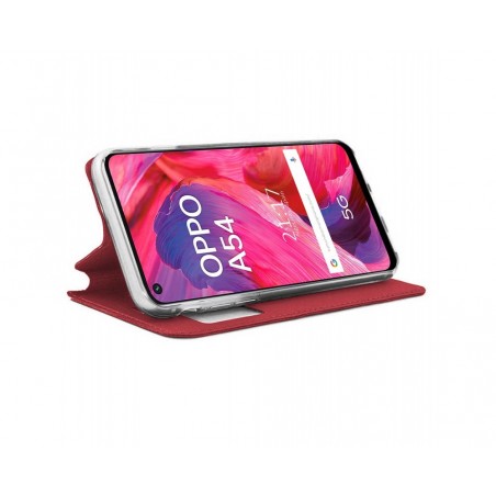 Funda Libro Soporte con Ventana para Oppo A54 5G / A74 5G color Roja