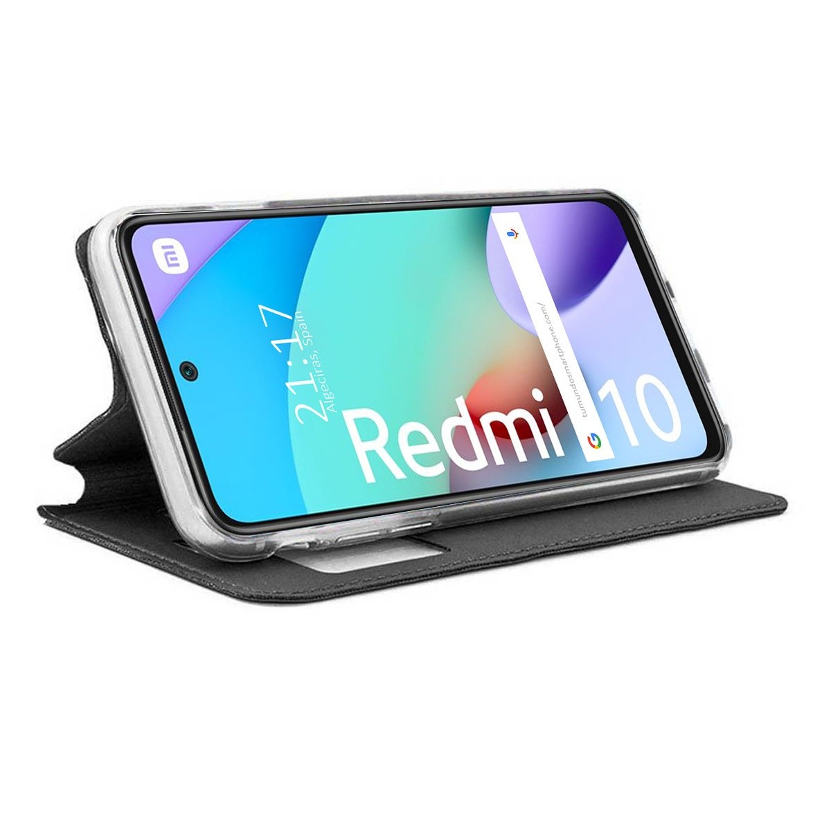 Funda Libro Soporte con Ventana para Xiaomi Redmi 10 (2021/2022) Color Negra