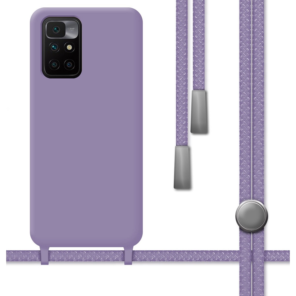 Funda Silicona Líquida con Cordón para Xiaomi Redmi 10 (2021/2022) color Morada