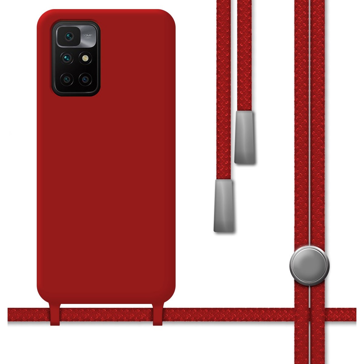 Funda Silicona Líquida con Cordón para Xiaomi Redmi 10 (2021/2022) color Roja