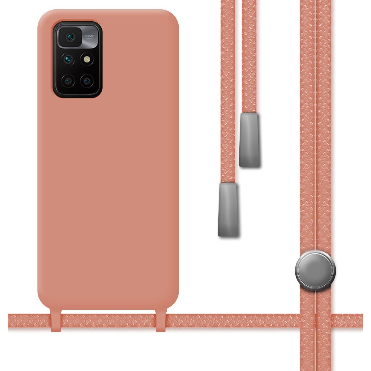 Funda Silicona Líquida con Cordón para Xiaomi Redmi 10 (2021/2022) color Rosa