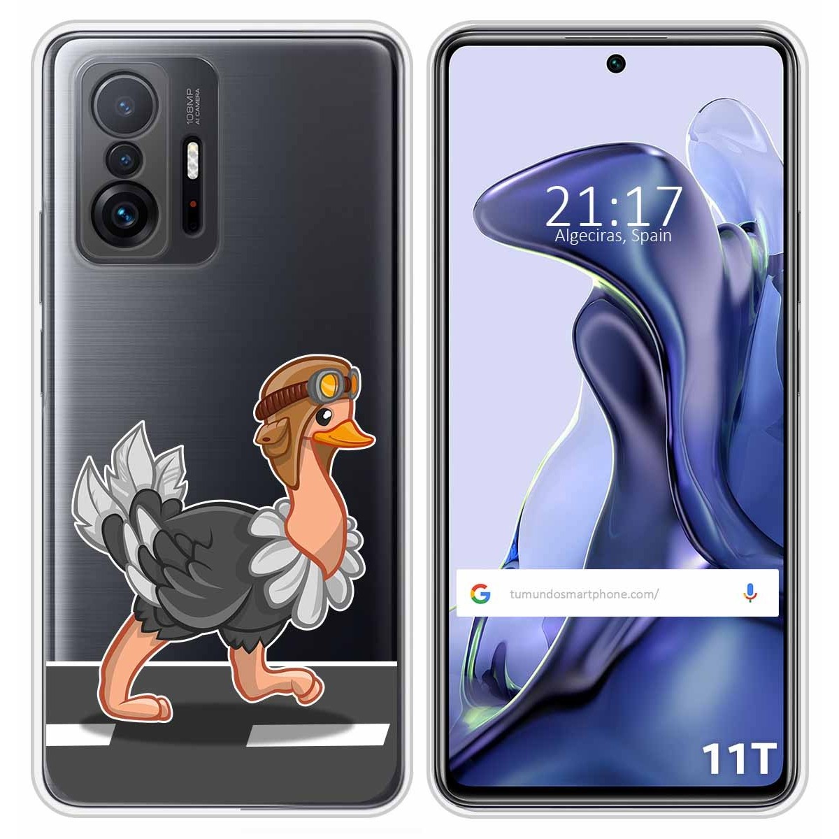 Funda Silicona Transparente para Xiaomi 11T 5G / 11T Pro 5G diseño Avestruz Dibujos