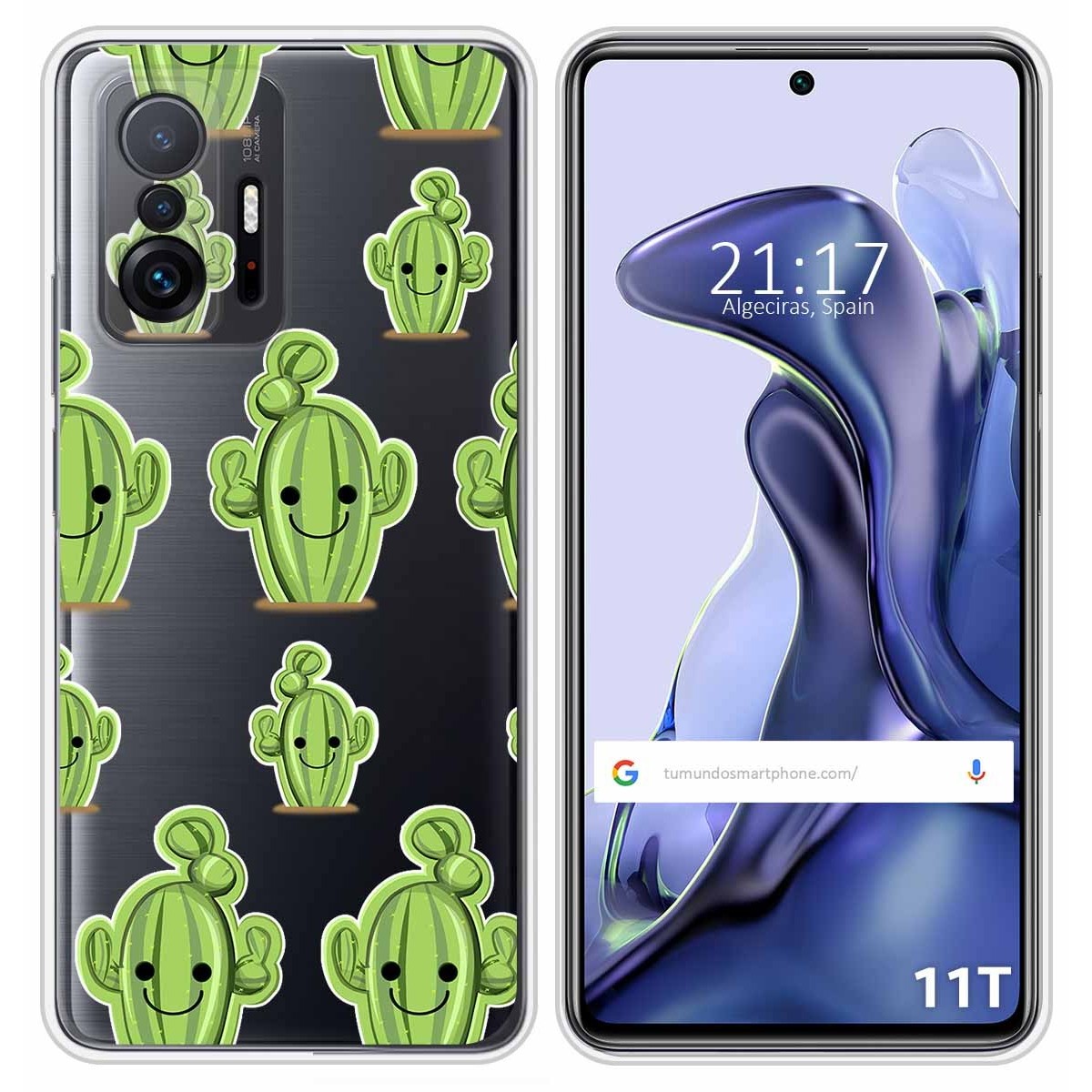 Funda Silicona Transparente para Xiaomi 11T 5G / 11T Pro 5G diseño Cactus Dibujos