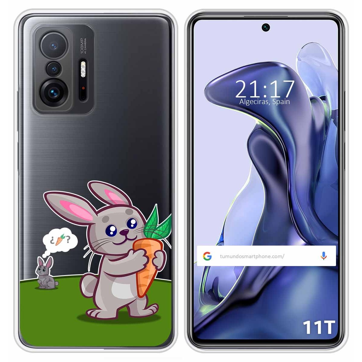 Funda Silicona Transparente para Xiaomi 11T 5G / 11T Pro 5G diseño Conejo Dibujos