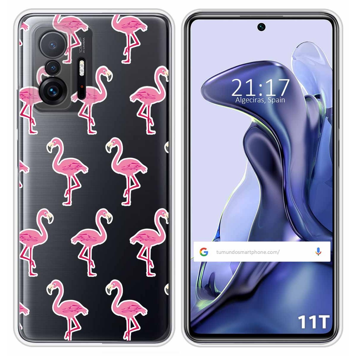 Funda Silicona Transparente para Xiaomi 11T 5G / 11T Pro 5G diseño Flamenco Dibujos