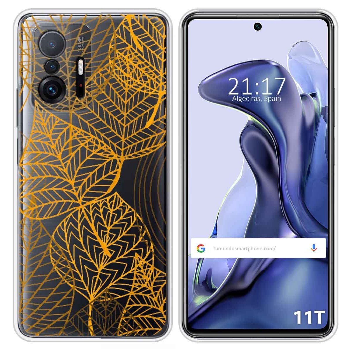 Funda Silicona Transparente para Xiaomi 11T 5G / 11T Pro 5G diseño Hojas Dibujos