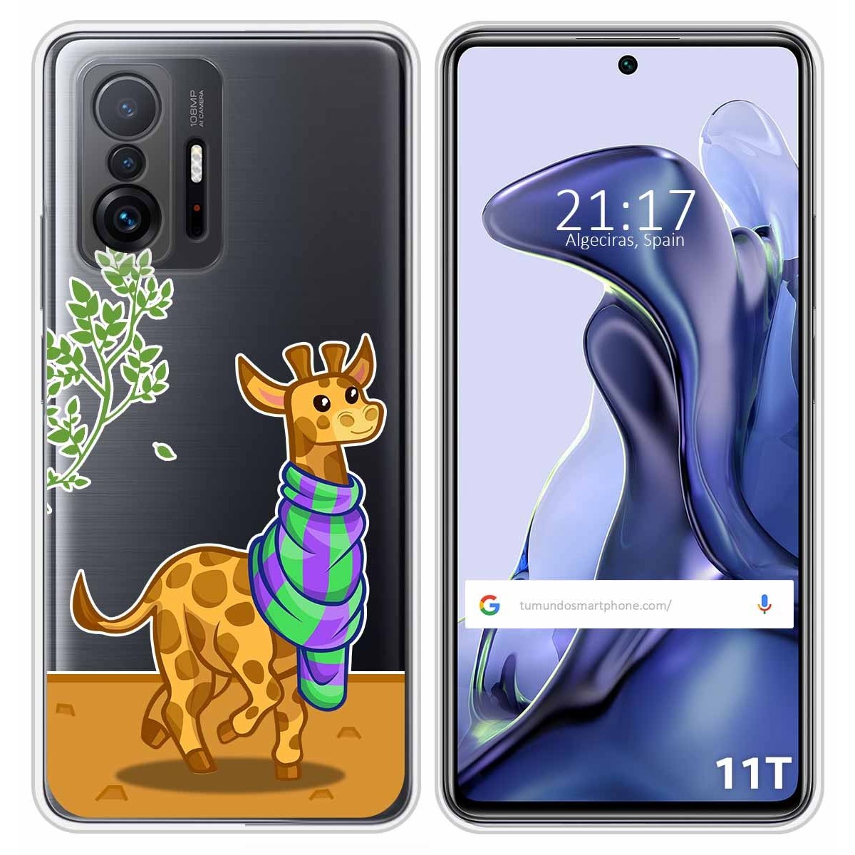 Funda Silicona Transparente para Xiaomi 11T 5G / 11T Pro 5G diseño Jirafa Dibujos