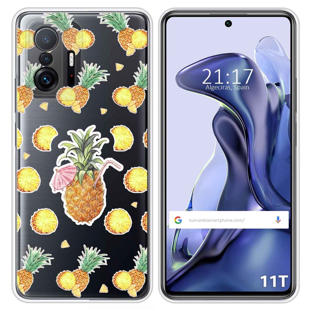 Funda Silicona Transparente para Xiaomi 11T 5G / 11T Pro 5G diseño Piña Dibujos
