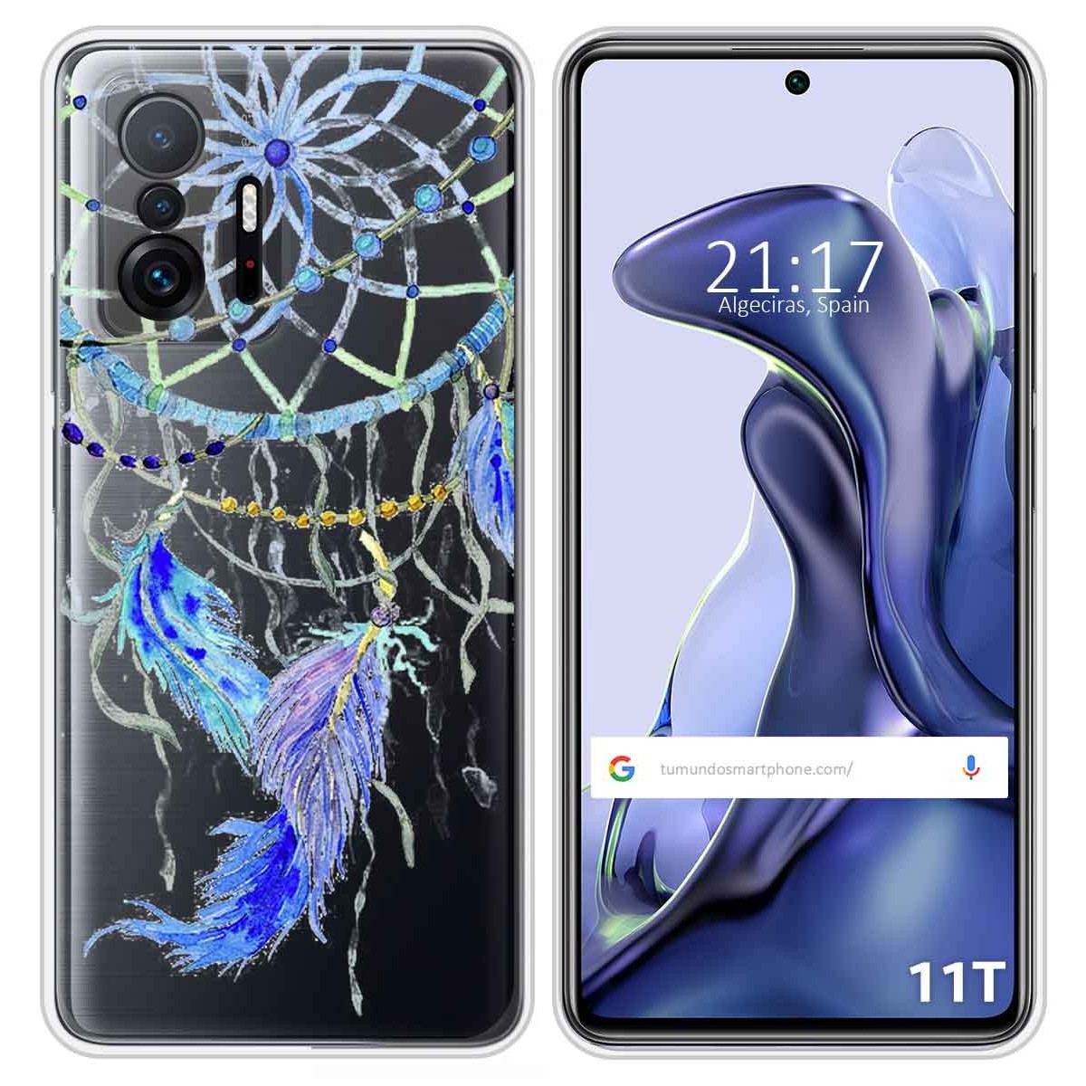 Funda Silicona Transparente para Xiaomi 11T 5G / 11T Pro 5G diseño Plumas Dibujos