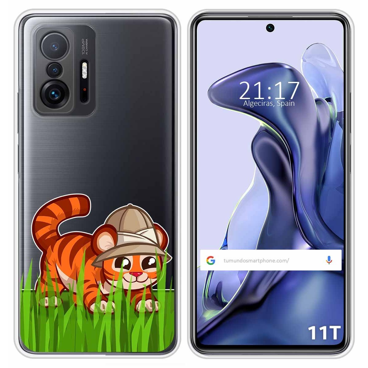 Funda Silicona Transparente para Xiaomi 11T 5G / 11T Pro 5G diseño Tigre Dibujos