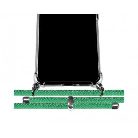 Funda Colgante Transparente para Motorola Edge 20 con Cordon Verde Agua