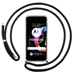 Funda Colgante Transparente para Motorola Edge 20 Lite con Cordon Negro