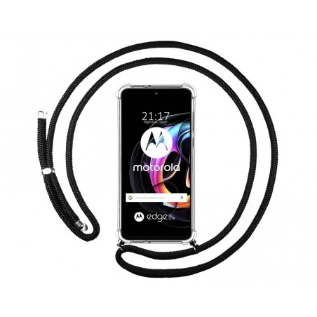Funda Colgante Transparente para Motorola Edge 20 Lite con Cordon Negro