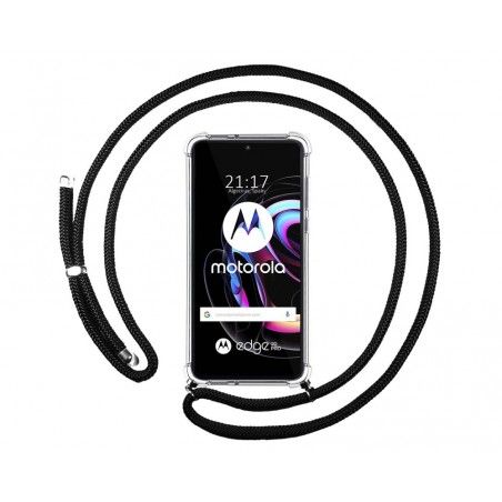 Funda Colgante Transparente para Motorola Edge 20 Pro con Cordon Negro