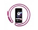 Funda Colgante Transparente para Motorola Edge 20 Pro con Cordon Rosa Fucsia