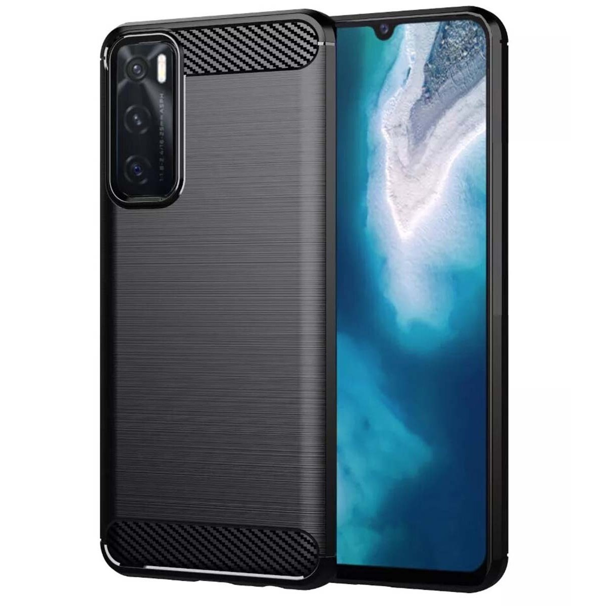 Funda Gel Tpu Tipo Carbon Negra para Vivo Y21 / Y21s / Y33s