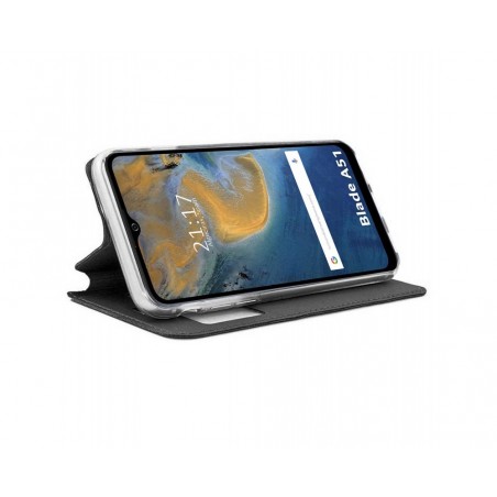 Funda Libro Soporte con Ventana para ZTE Blade A51 color Negra