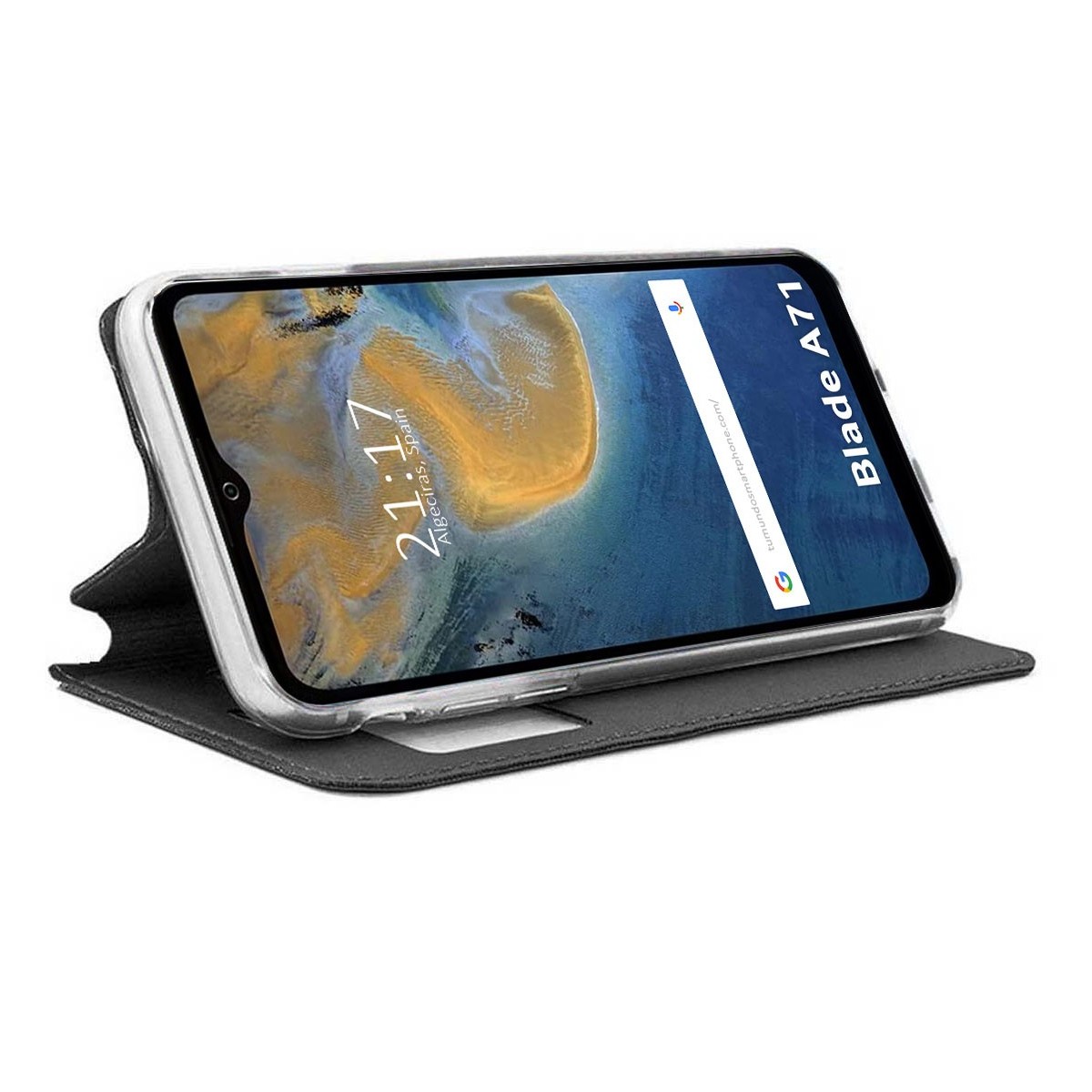 Funda Libro Soporte con Ventana para ZTE Blade A71 color Negra