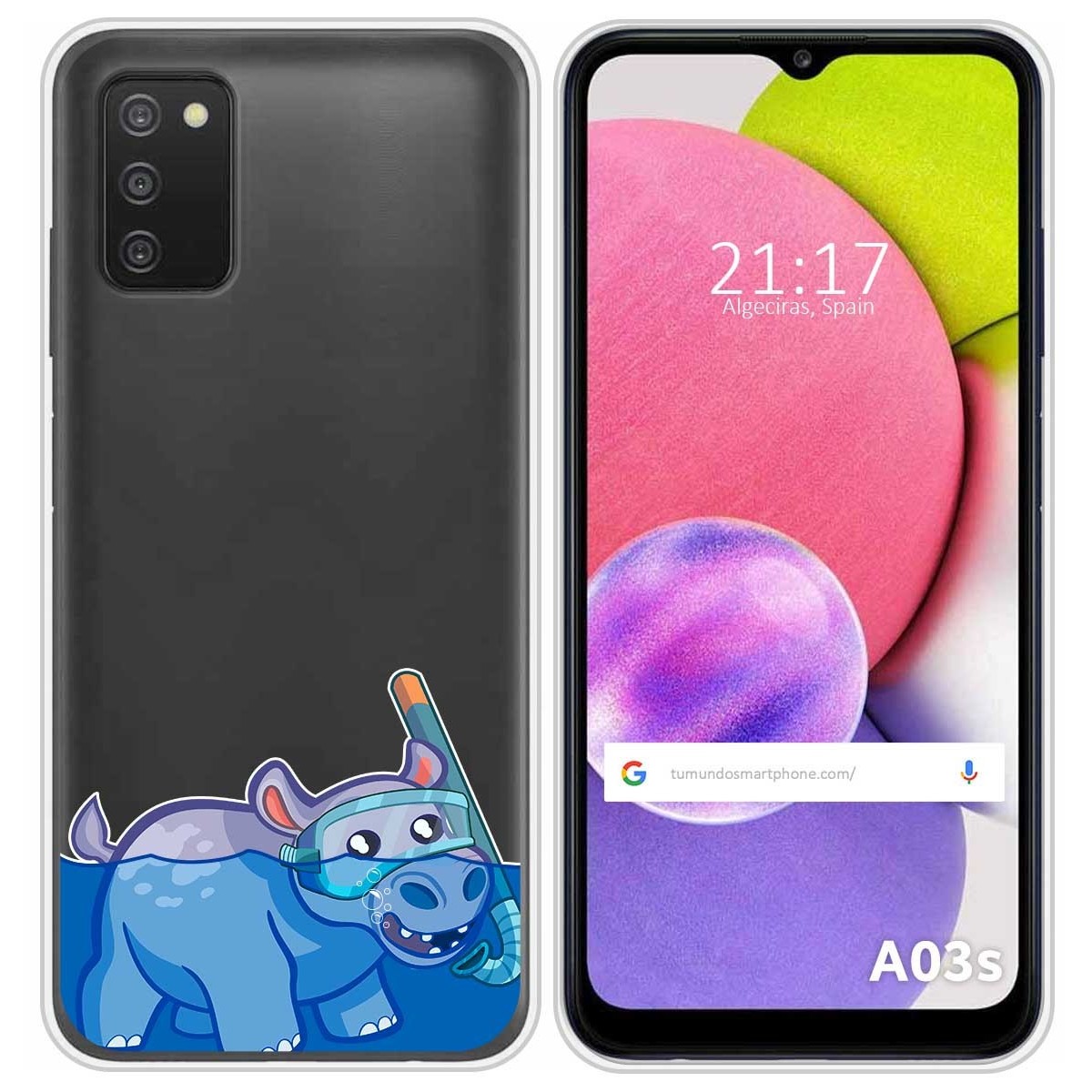 Funda Silicona Transparente para Samsung Galaxy A03s diseño Hipo Dibujos