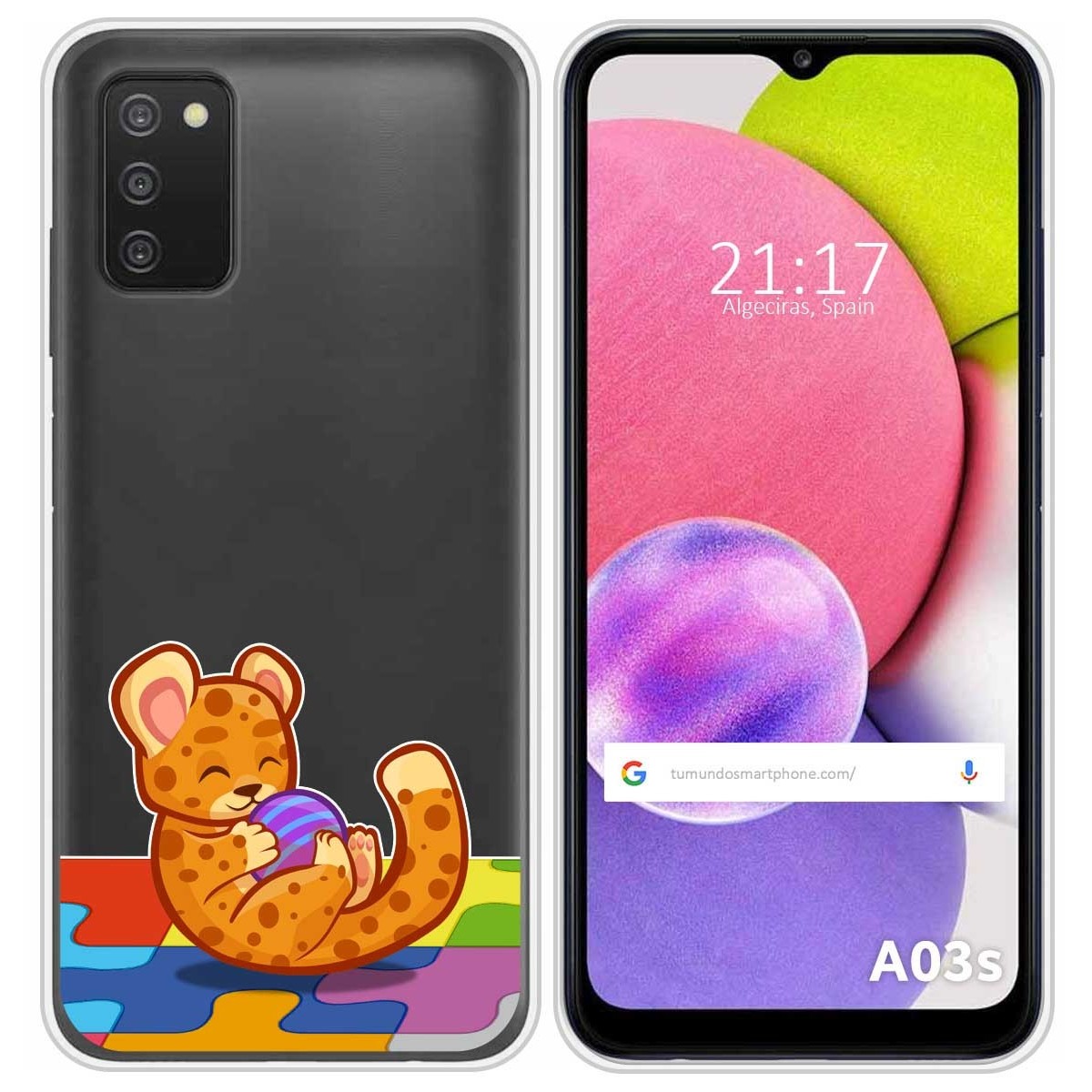 Funda Silicona Transparente para Samsung Galaxy A03s diseño Leopardo Dibujos