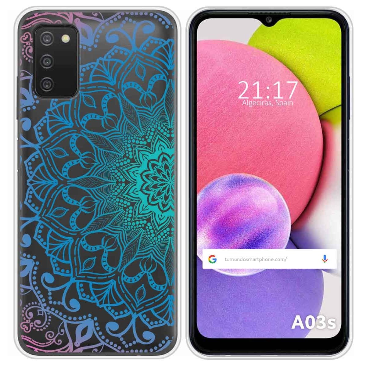 Funda Silicona Transparente para Samsung Galaxy A03s diseño Mandala Dibujos