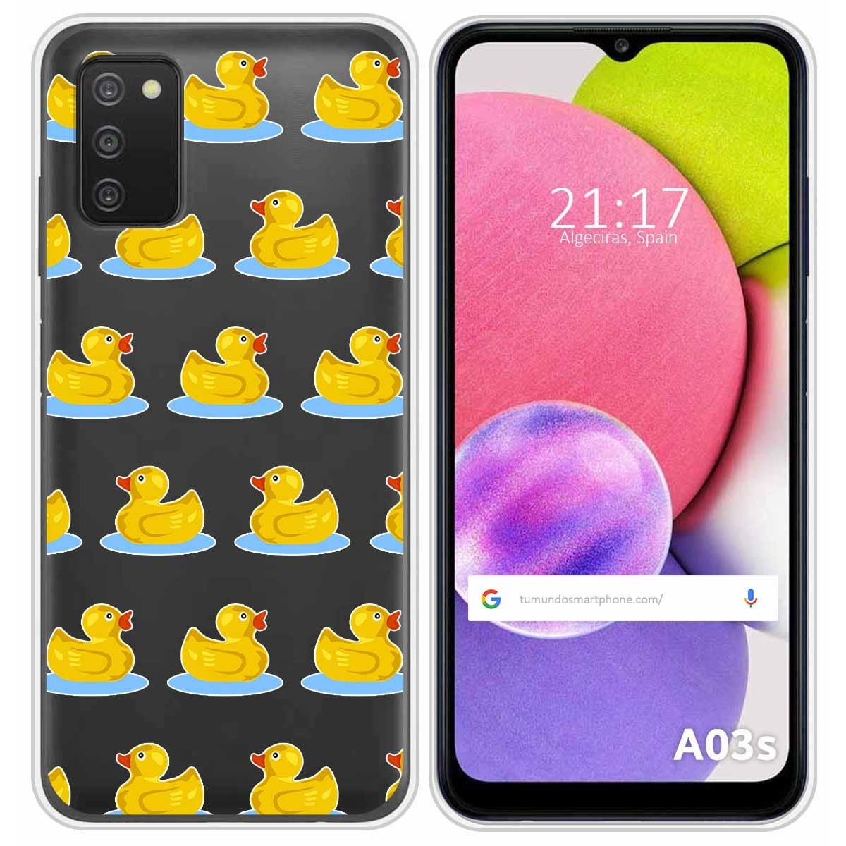 Funda Silicona Transparente para Samsung Galaxy A03s diseño Pato Dibujos