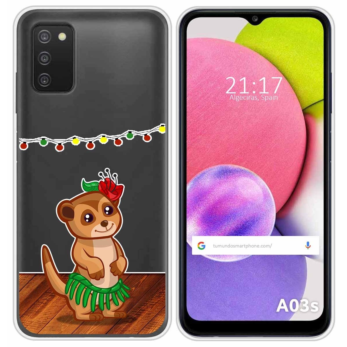 Funda Silicona Transparente para Samsung Galaxy A03s diseño Suricata Dibujos
