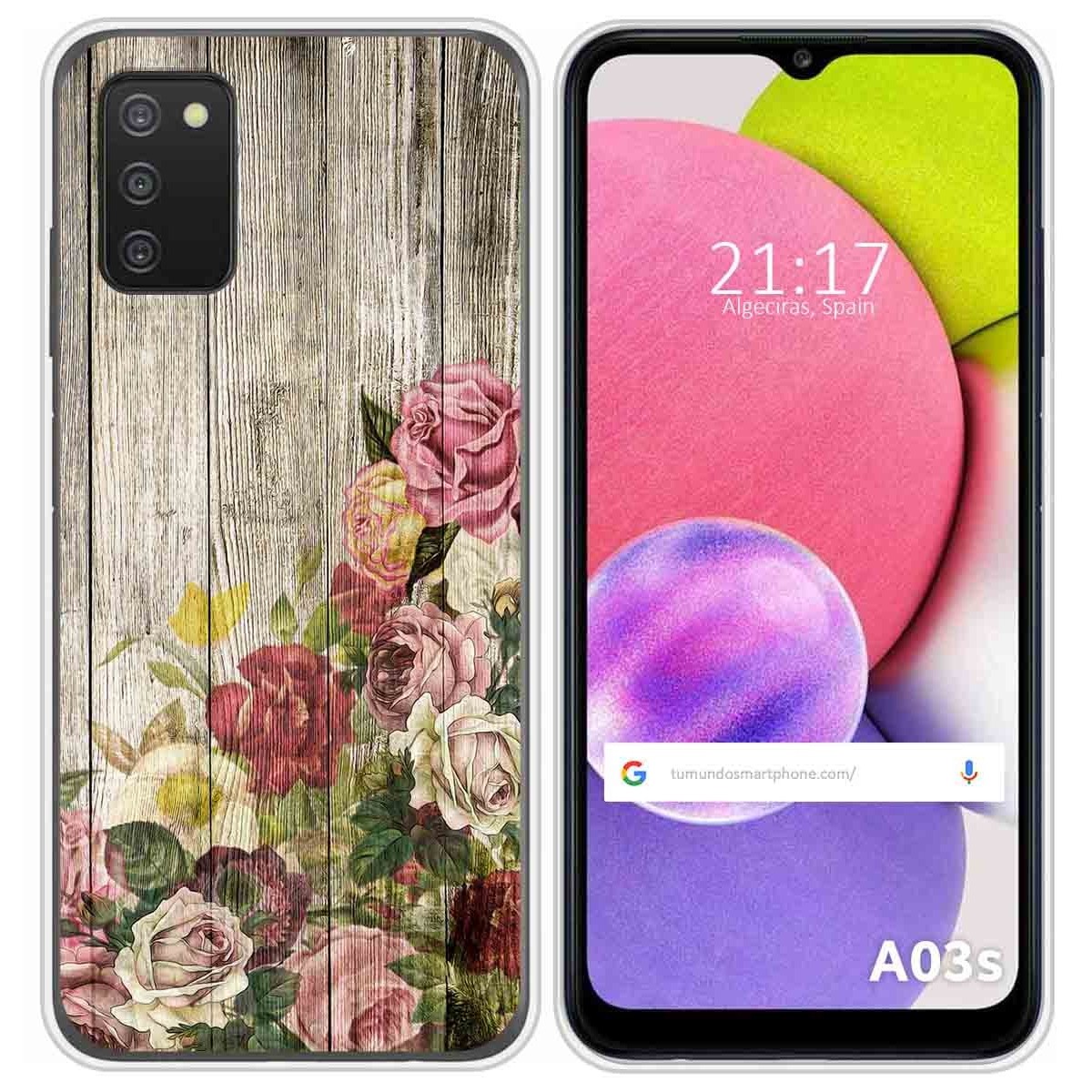 Funda Silicona para Samsung Galaxy A03s diseño Madera 08 Dibujos