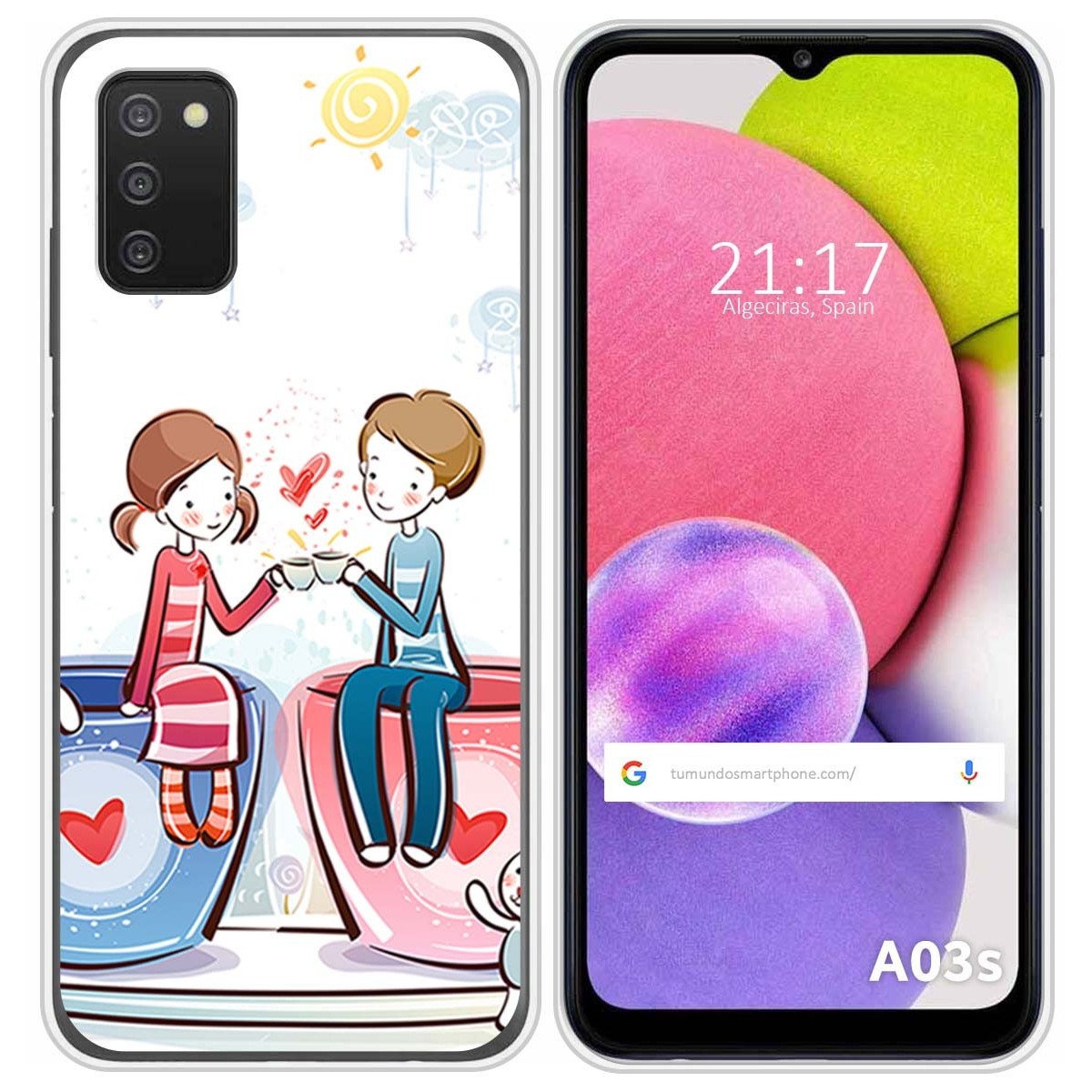 Funda Silicona para Samsung Galaxy A03s diseño Café Dibujos