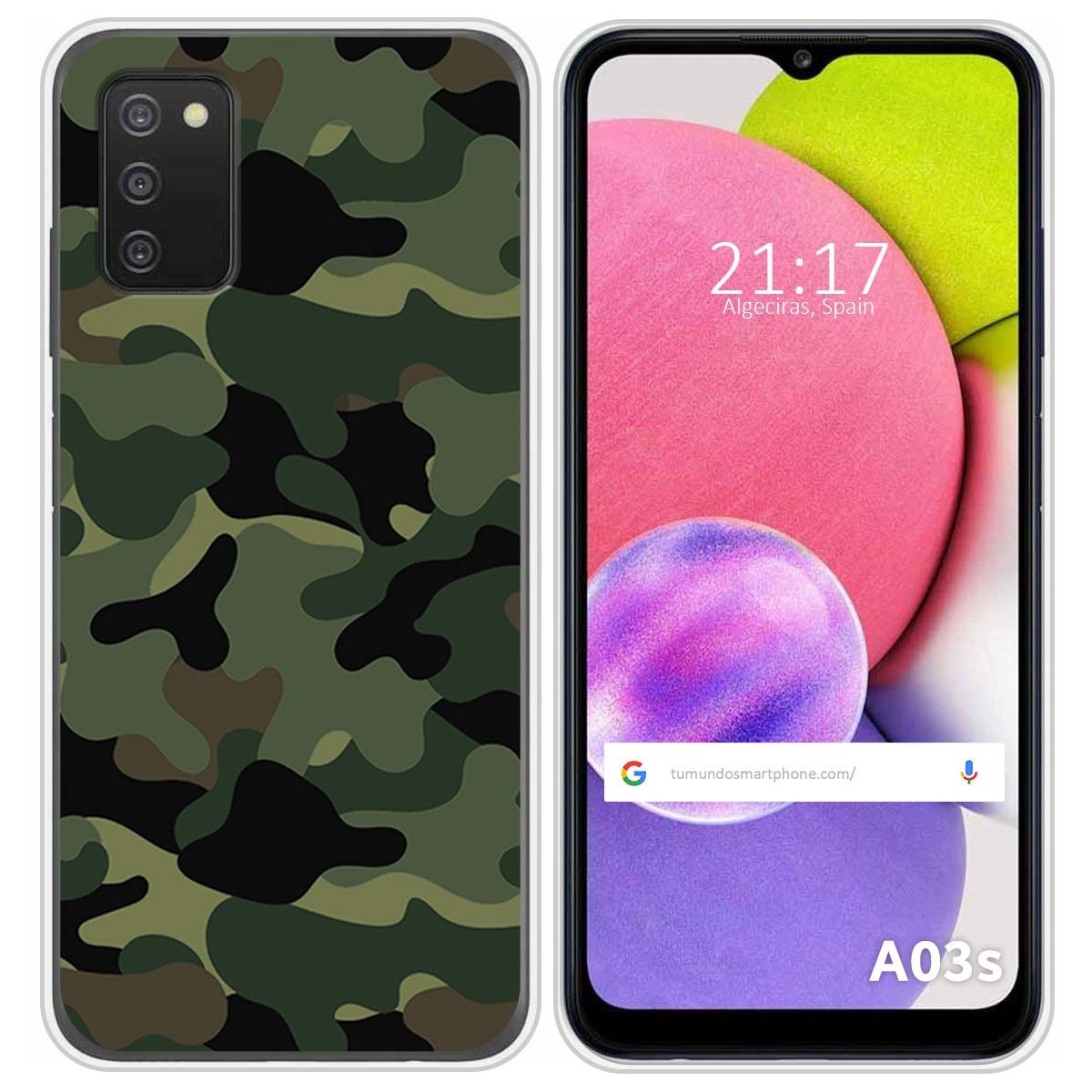 Funda Silicona para Samsung Galaxy A03s diseño Camuflaje Dibujos