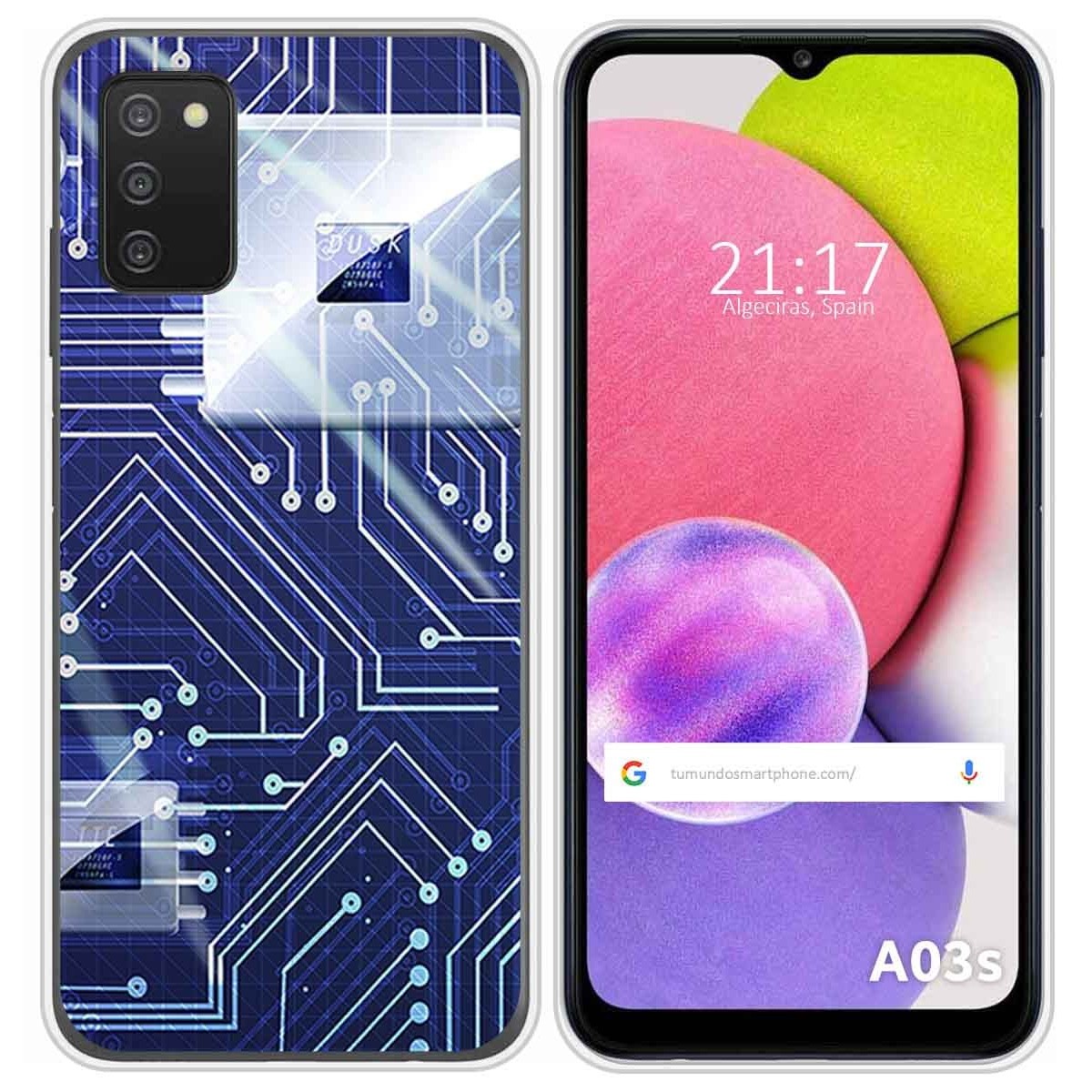 Funda Silicona para Samsung Galaxy A03s diseño Circuito Dibujos