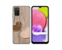 Funda Silicona para Samsung Galaxy A03s diseño Corazones Madera Dibujos