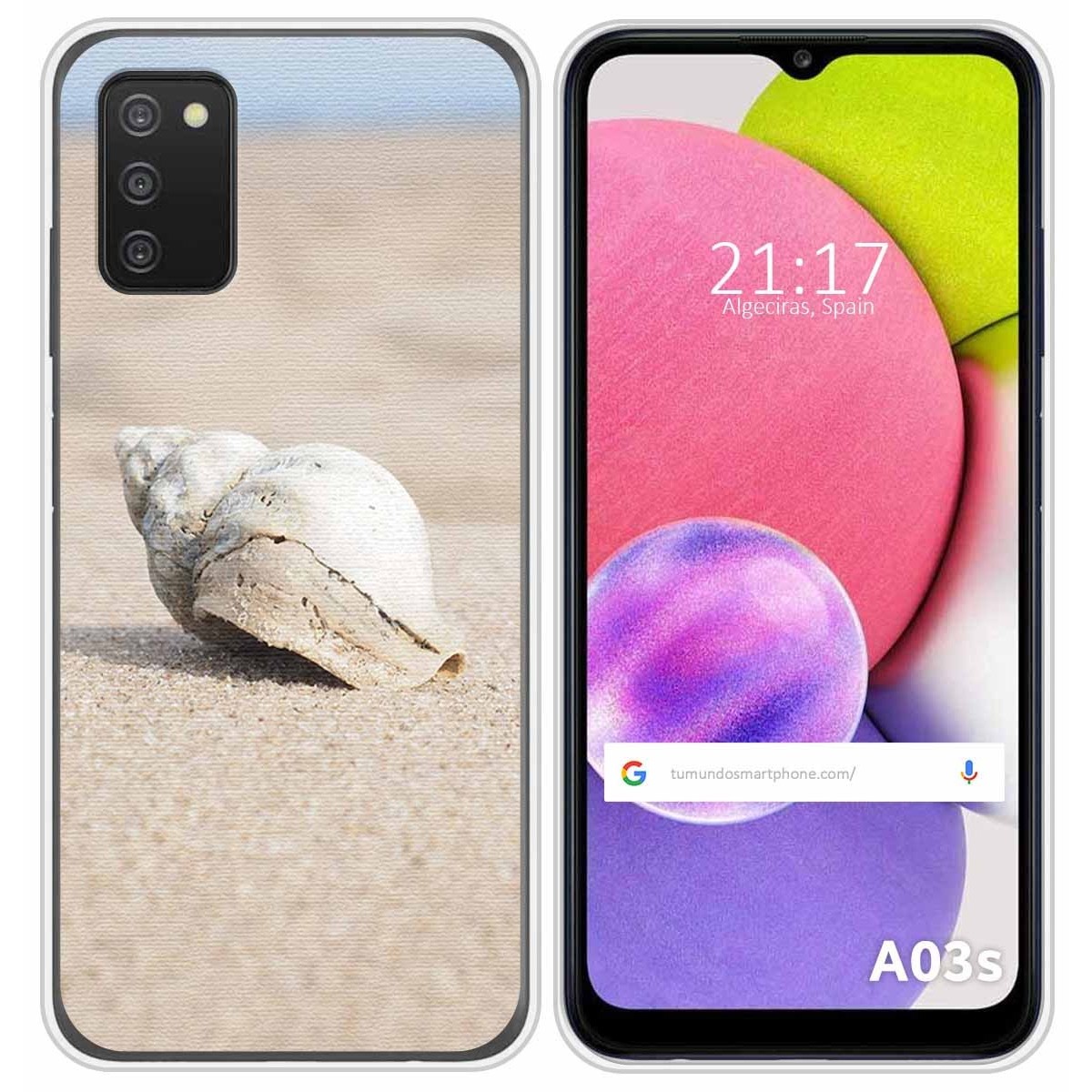 Funda Silicona para Samsung Galaxy A03s diseño Concha Dibujos