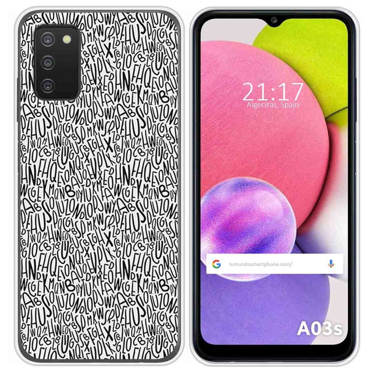 Funda Silicona para Samsung Galaxy A03s diseño Letras Dibujos