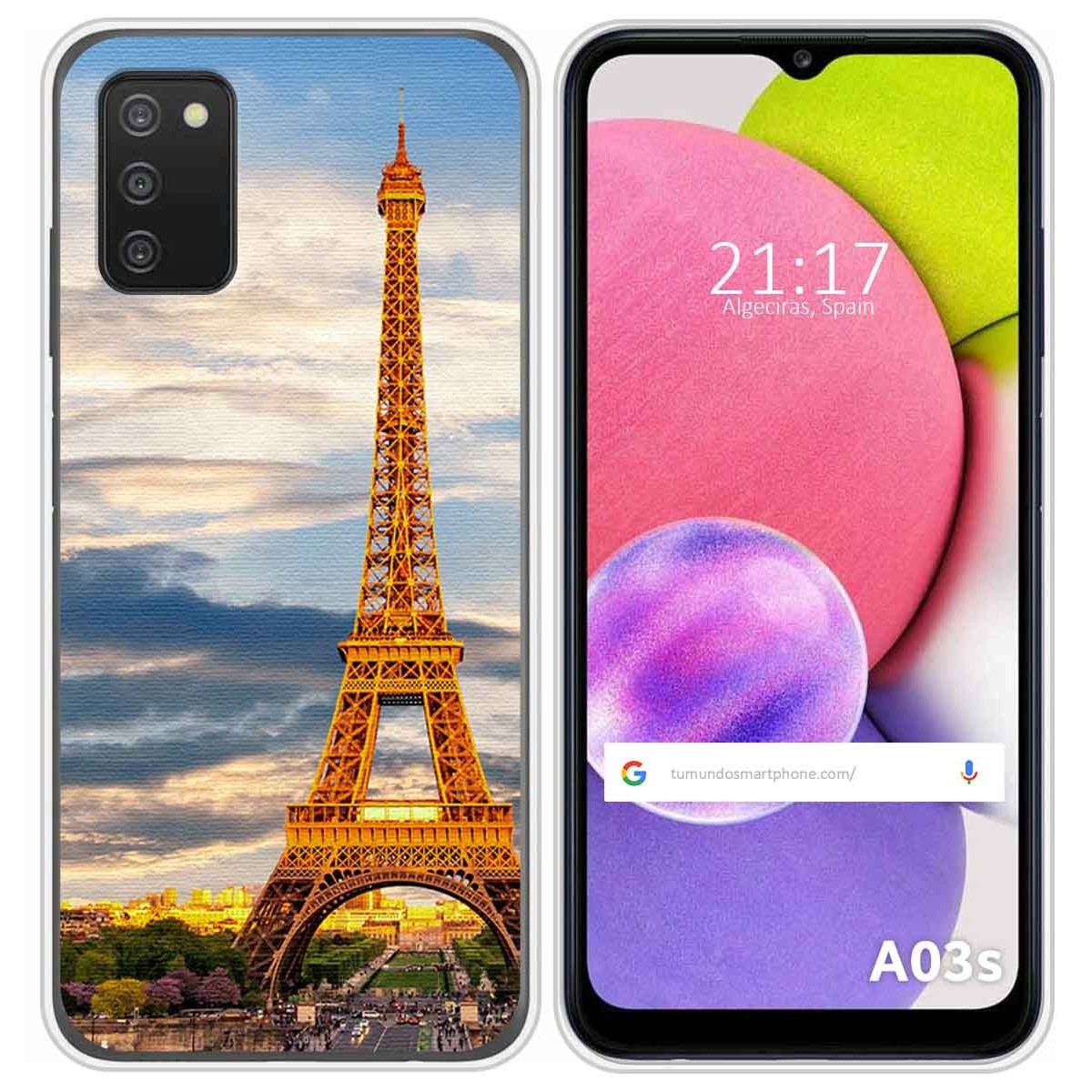 Funda Silicona para Samsung Galaxy A03s diseño Paris Dibujos