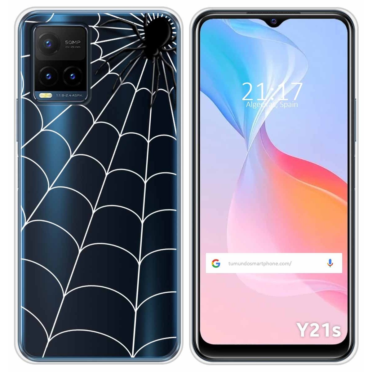 Funda Silicona Transparente para Vivo Y21 / Y21s / Y33s diseño Araña Dibujos