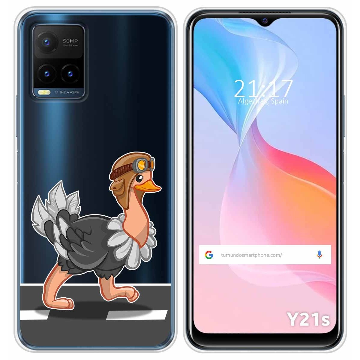 Funda Silicona Transparente para Vivo Y21 / Y21s / Y33s diseño Avestruz Dibujos