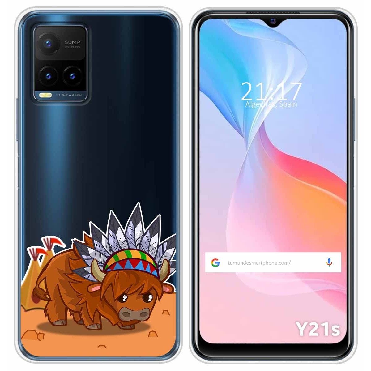 Funda Silicona Transparente para Vivo Y21 / Y21s / Y33s diseño Bufalo Dibujos